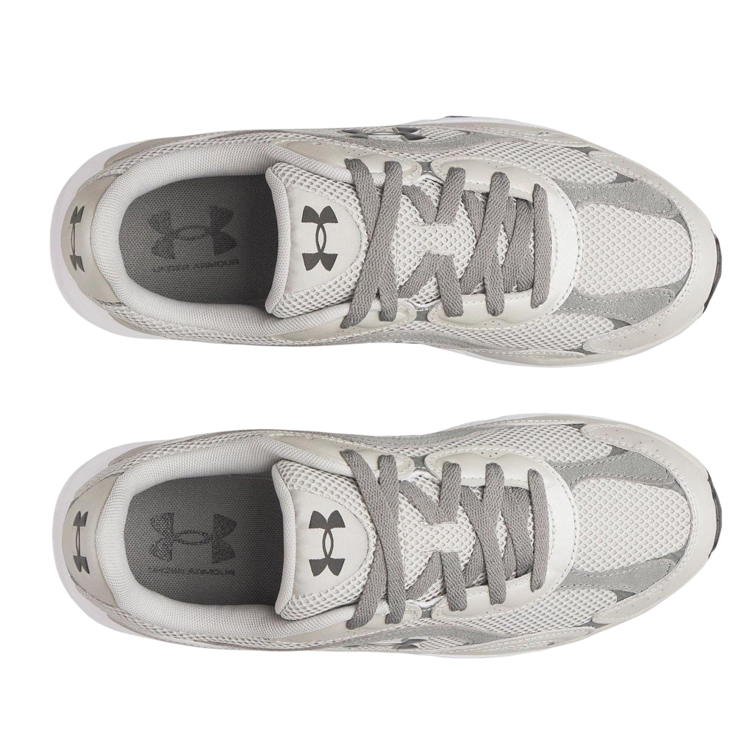 Grey-Black - Side - Under Armour Mens Tech Athletic Leather Trainers