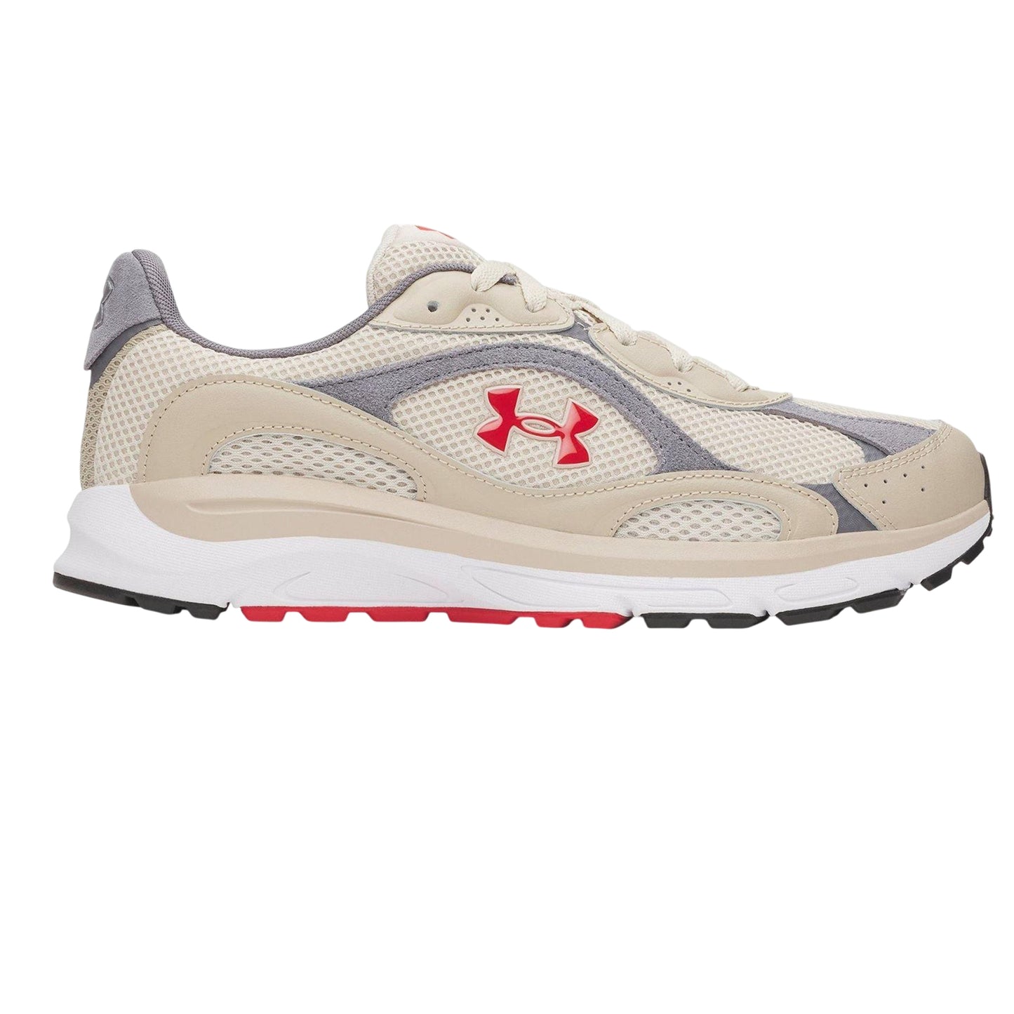 Sandstone-Sand-Red - Front - Under Armour Mens Tech Athletic Leather Trainers
