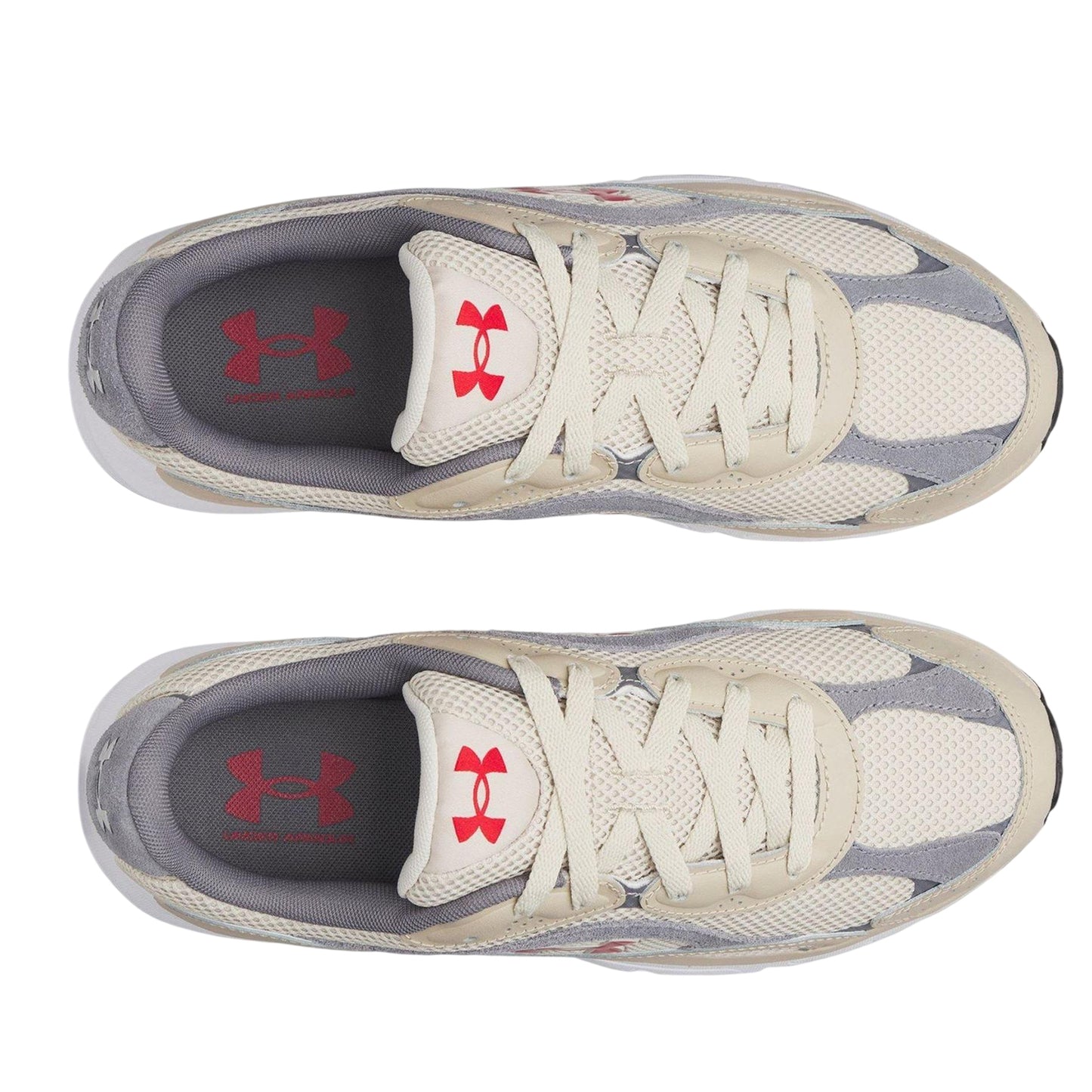 Sandstone-Sand-Red - Side - Under Armour Mens Tech Athletic Leather Trainers