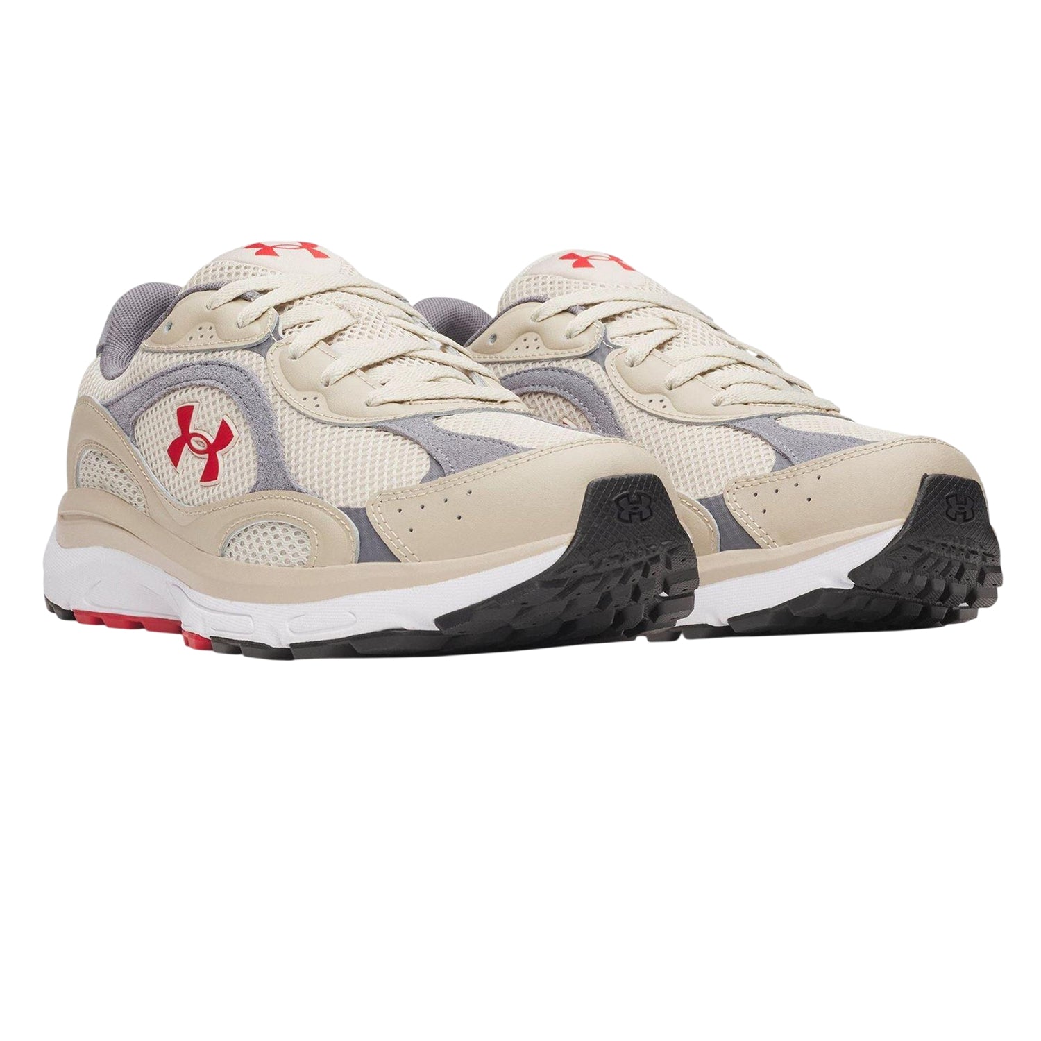 Sandstone-Sand-Red - Lifestyle - Under Armour Mens Tech Athletic Leather Trainers