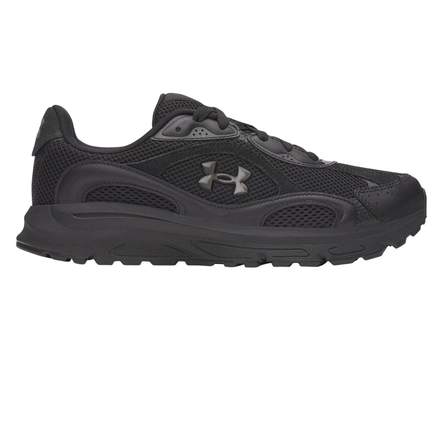 Triple Black - Front - Under Armour Mens Tech Athletic Leather Trainers