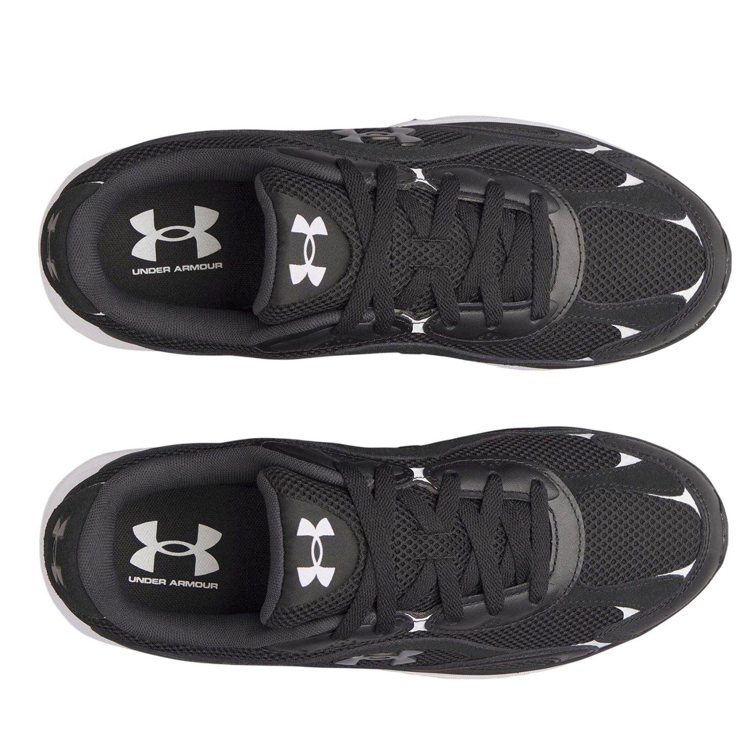 Black-Grey - Side - Under Armour Mens Tech Athletic Leather Trainers