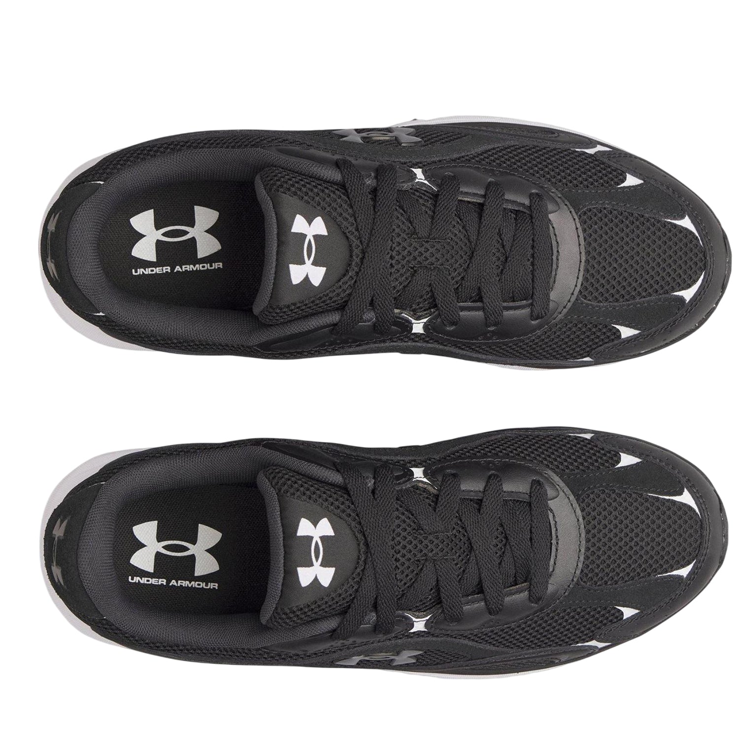 Black-Grey - Side - Under Armour Mens Tech Athletic Leather Trainers