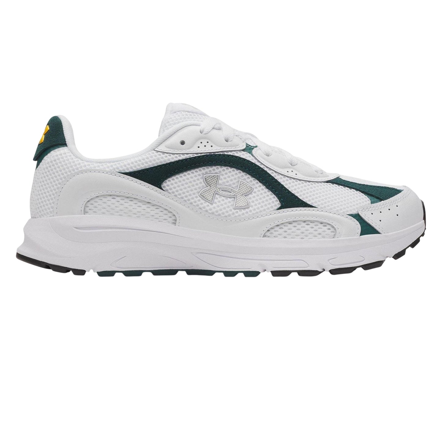White-Green-Silver - Front - Under Armour Mens Tech Athletic Leather Trainers