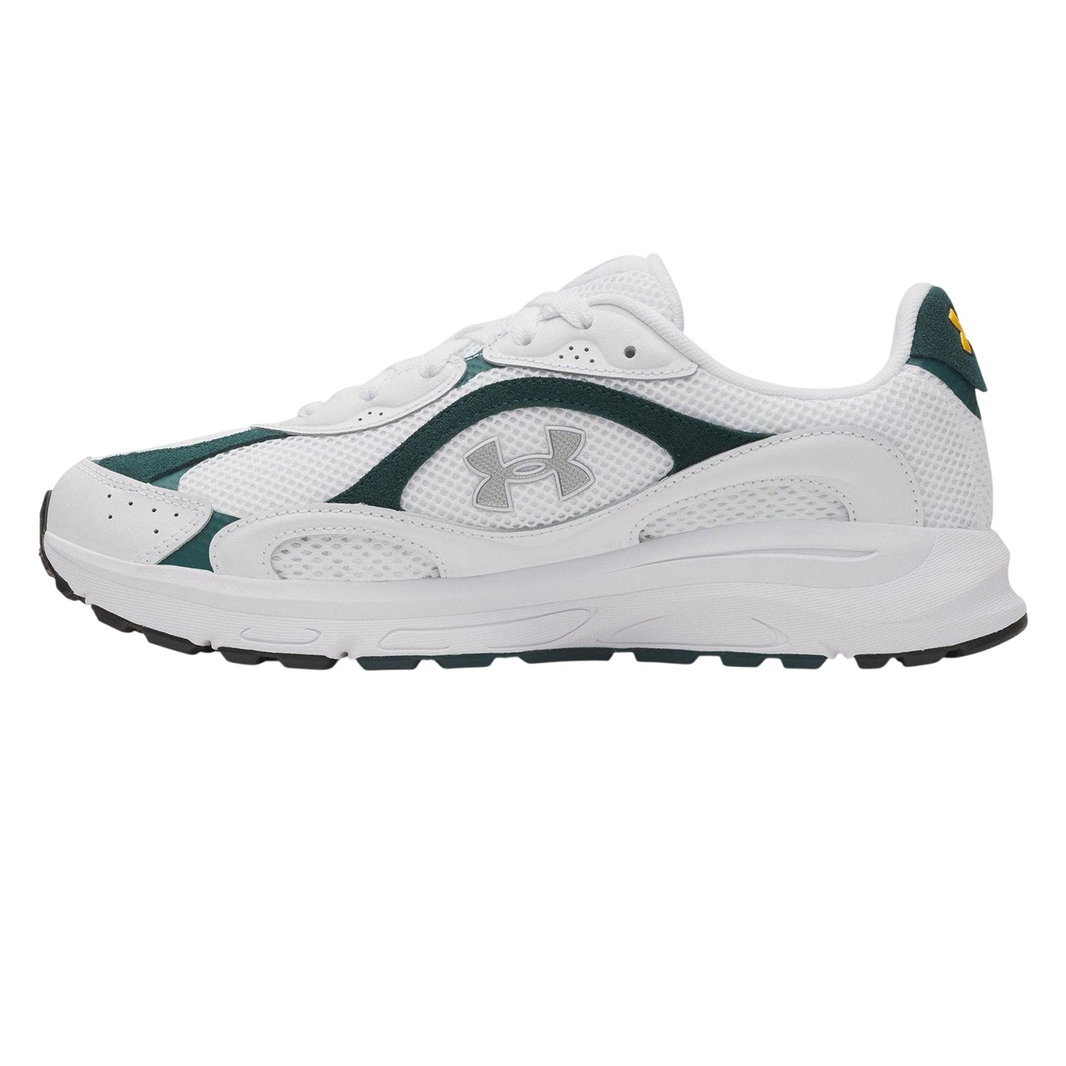 White-Green-Silver - Back - Under Armour Mens Tech Athletic Leather Trainers