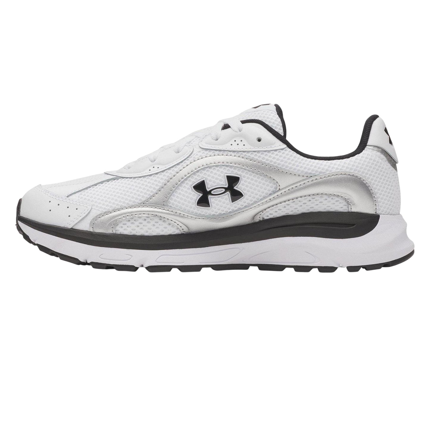White-Silver-Black - Back - Under Armour Mens Tech Athletic Leather Trainers