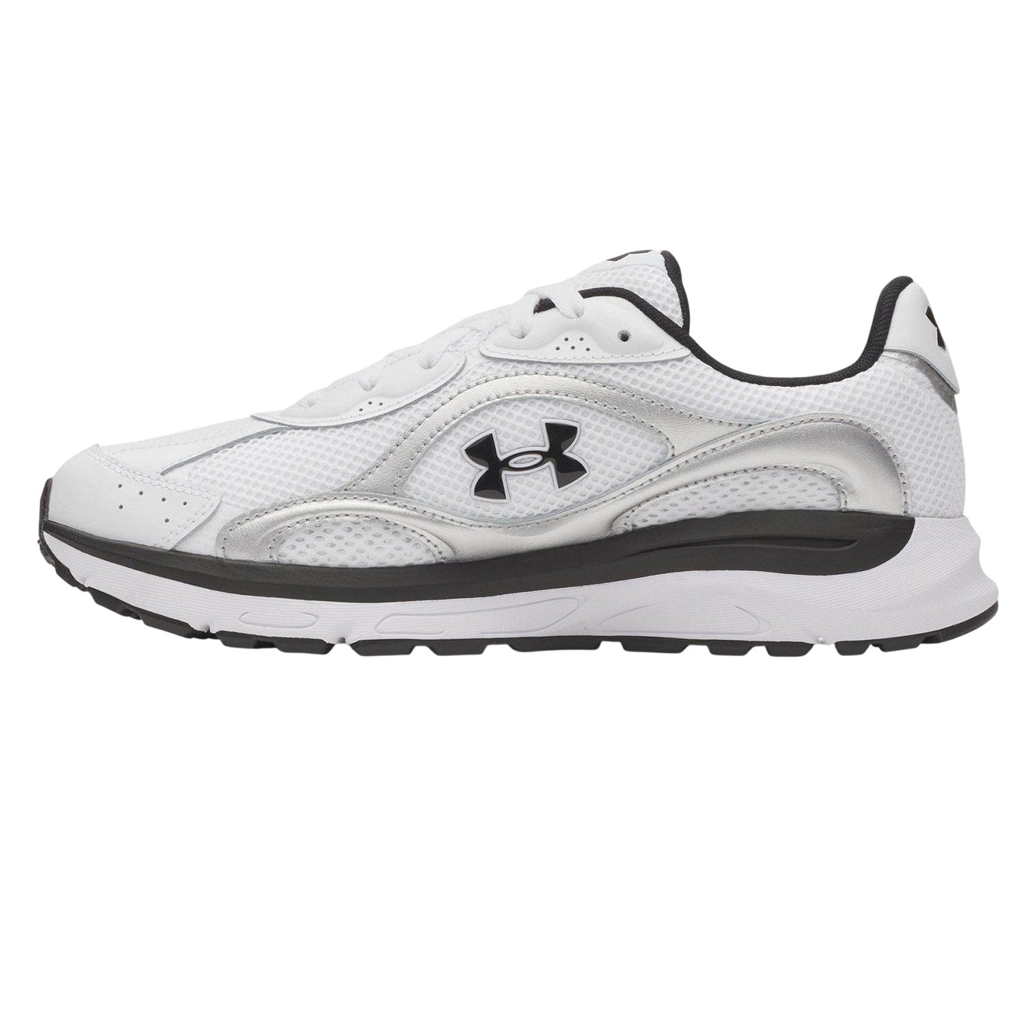White-Silver-Black - Back - Under Armour Mens Tech Athletic Leather Trainers