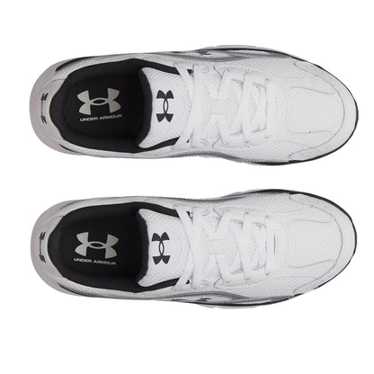 White-Silver-Black - Side - Under Armour Mens Tech Athletic Leather Trainers