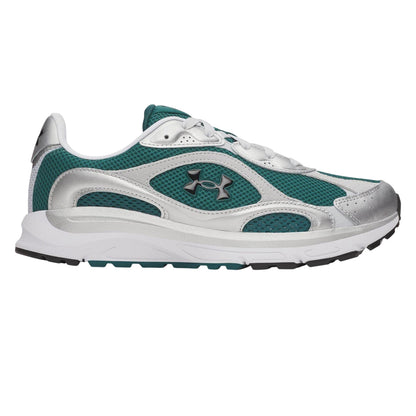 Green-Silver Grey-Black - Front - Under Armour Mens Tech Athletic Leather Trainers