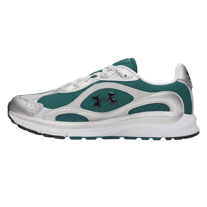 Green-Silver Grey-Black - Back - Under Armour Mens Tech Athletic Leather Trainers