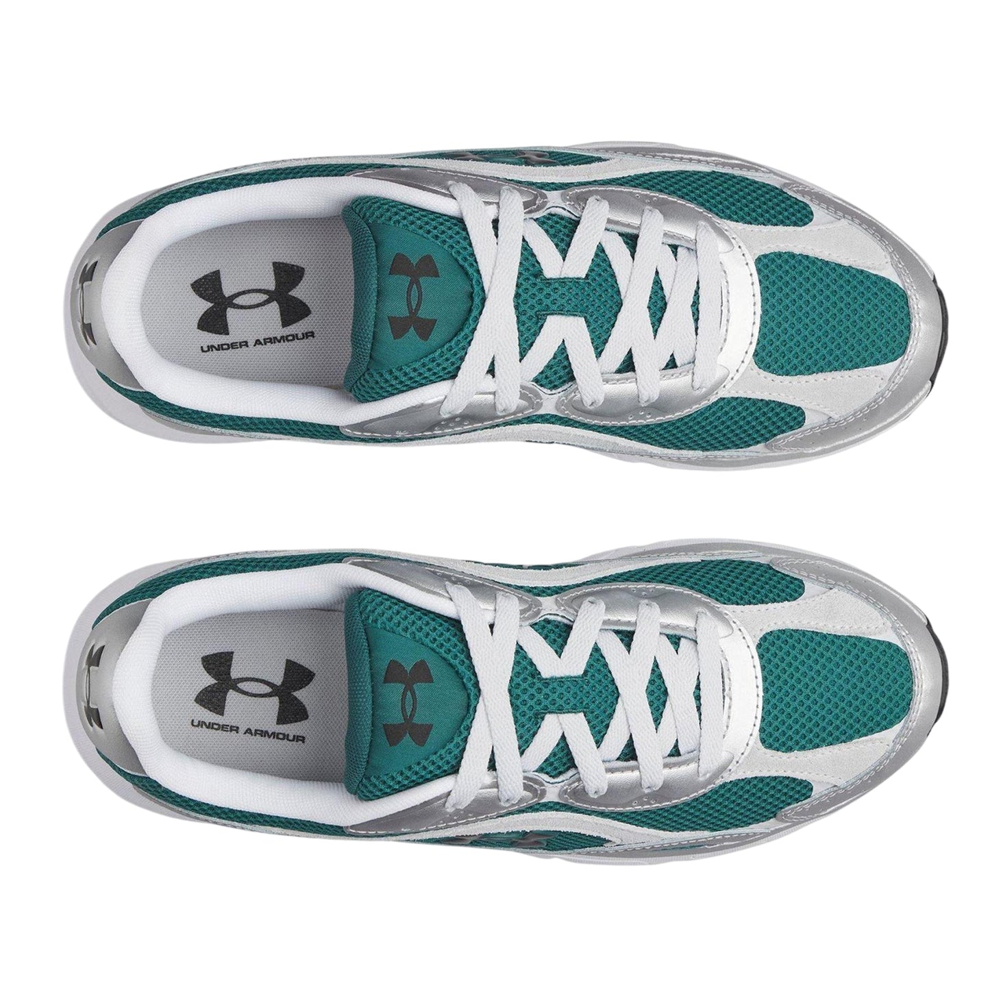 Green-Silver Grey-Black - Side - Under Armour Mens Tech Athletic Leather Trainers