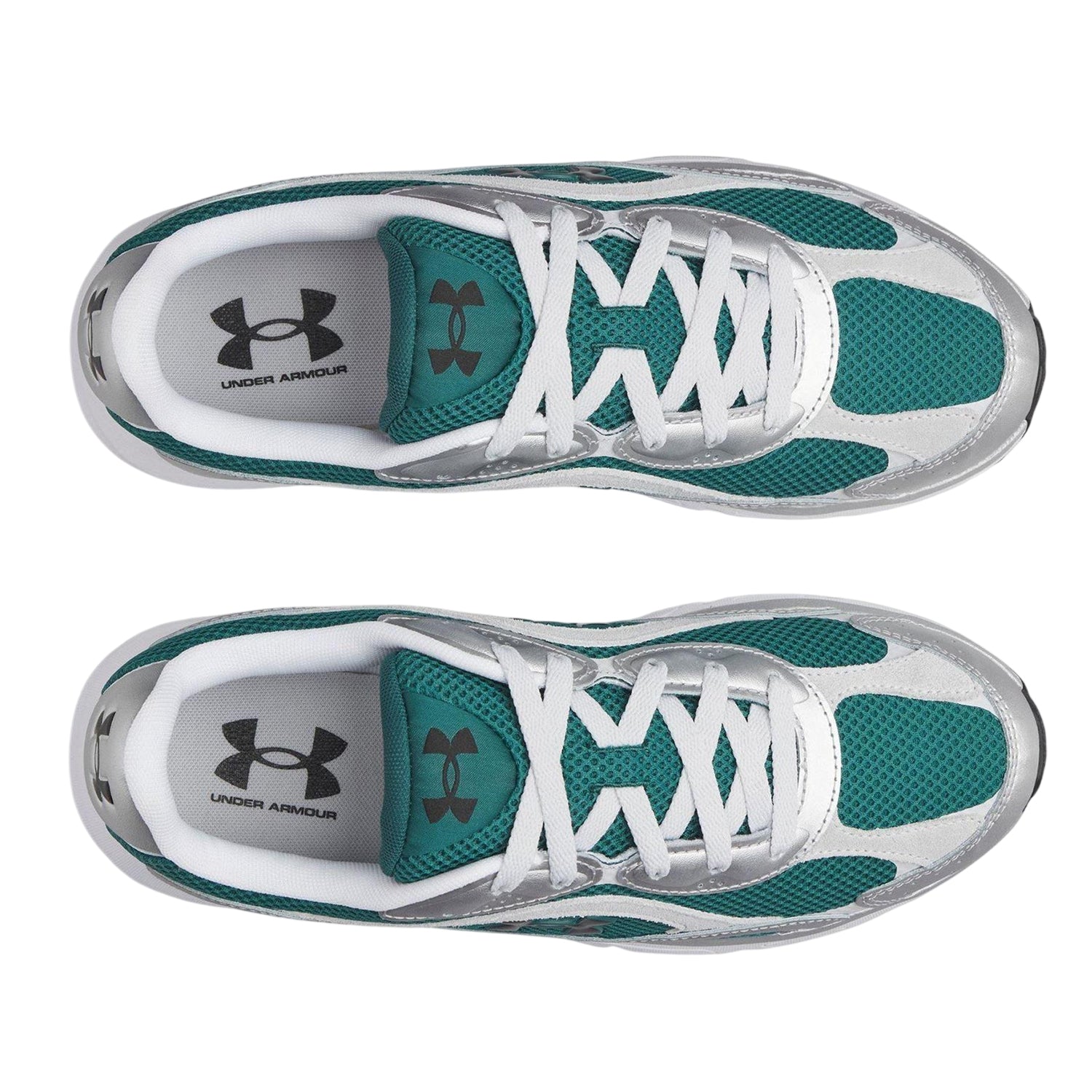 Green-Silver Grey-Black - Side - Under Armour Mens Tech Athletic Leather Trainers
