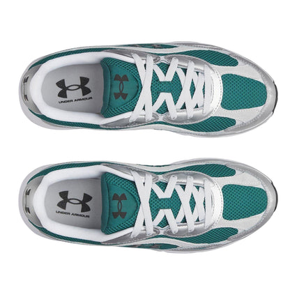 Green-Silver Grey-Black - Side - Under Armour Mens Tech Athletic Leather Trainers
