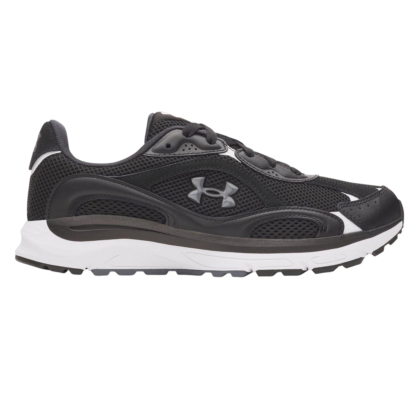 Black-Grey - Front - Under Armour Mens Tech Athletic Leather Trainers