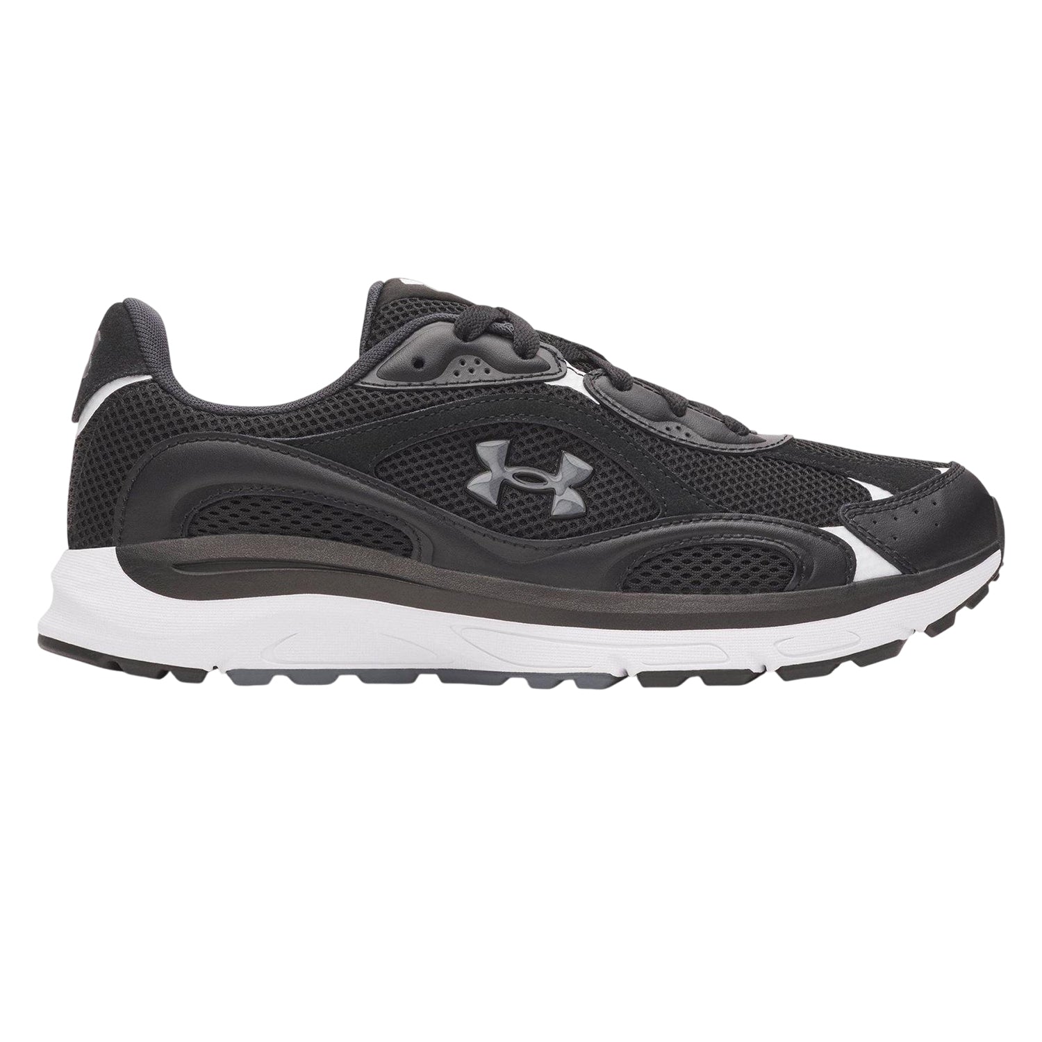 Black-Grey - Front - Under Armour Mens Tech Athletic Leather Trainers