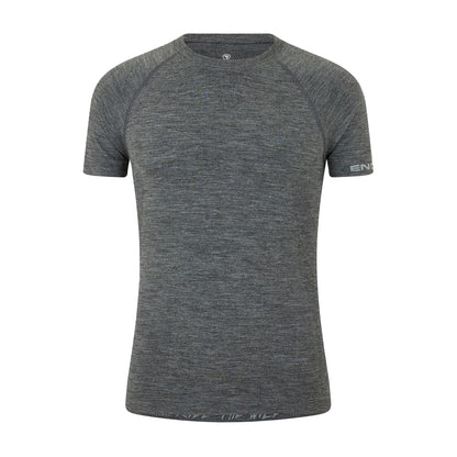 Grey - Front - Endura Mens Pross Logo Base Layer Top