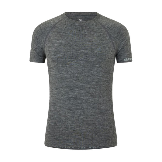 Grey - Front - Endura Mens Pross Logo Base Layer Top