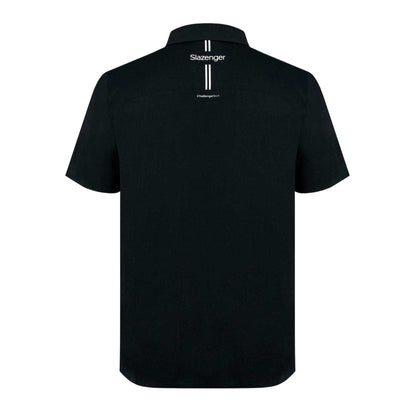 Black - Back - Slazenger Mens Contrast Striped Golf Polo Shirt