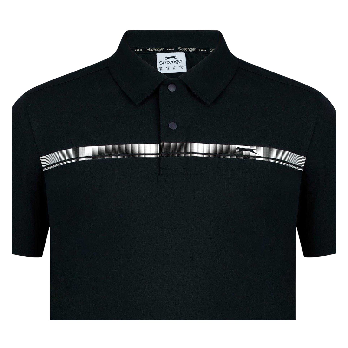 Black - Side - Slazenger Mens Contrast Striped Golf Polo Shirt