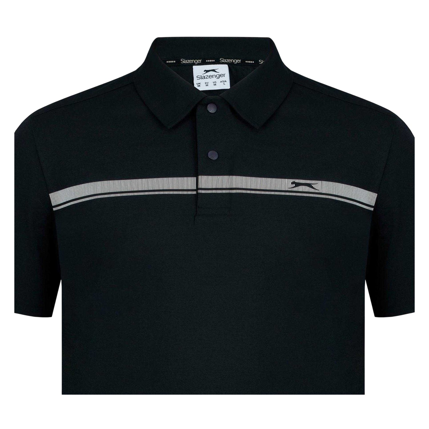 Black - Side - Slazenger Mens Contrast Striped Golf Polo Shirt