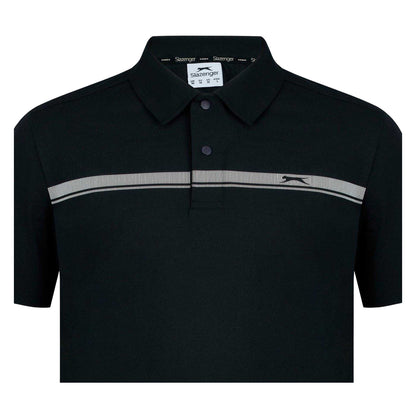 Black - Side - Slazenger Mens Contrast Striped Golf Polo Shirt