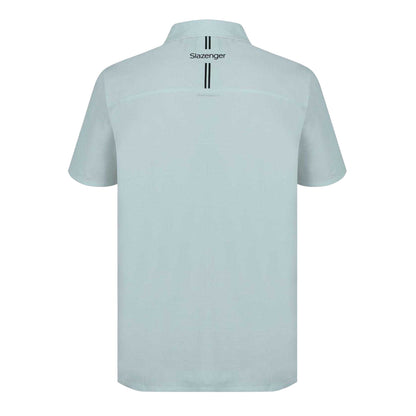 Grey - Back - Slazenger Mens Contrast Striped Golf Polo Shirt
