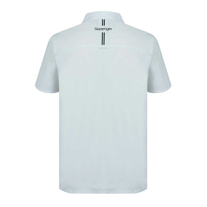 White - Back - Slazenger Mens Contrast Striped Golf Polo Shirt