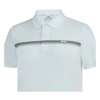 White - Side - Slazenger Mens Contrast Striped Golf Polo Shirt