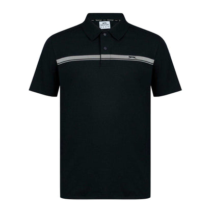 Black - Front - Slazenger Mens Contrast Striped Golf Polo Shirt
