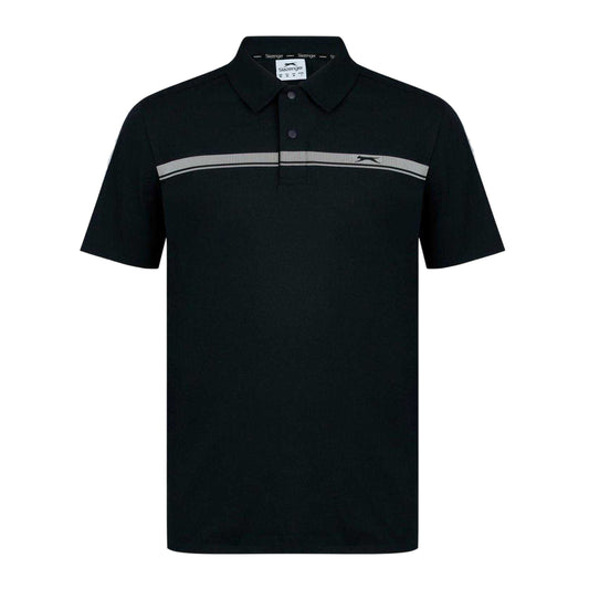Black - Front - Slazenger Mens Contrast Striped Golf Polo Shirt