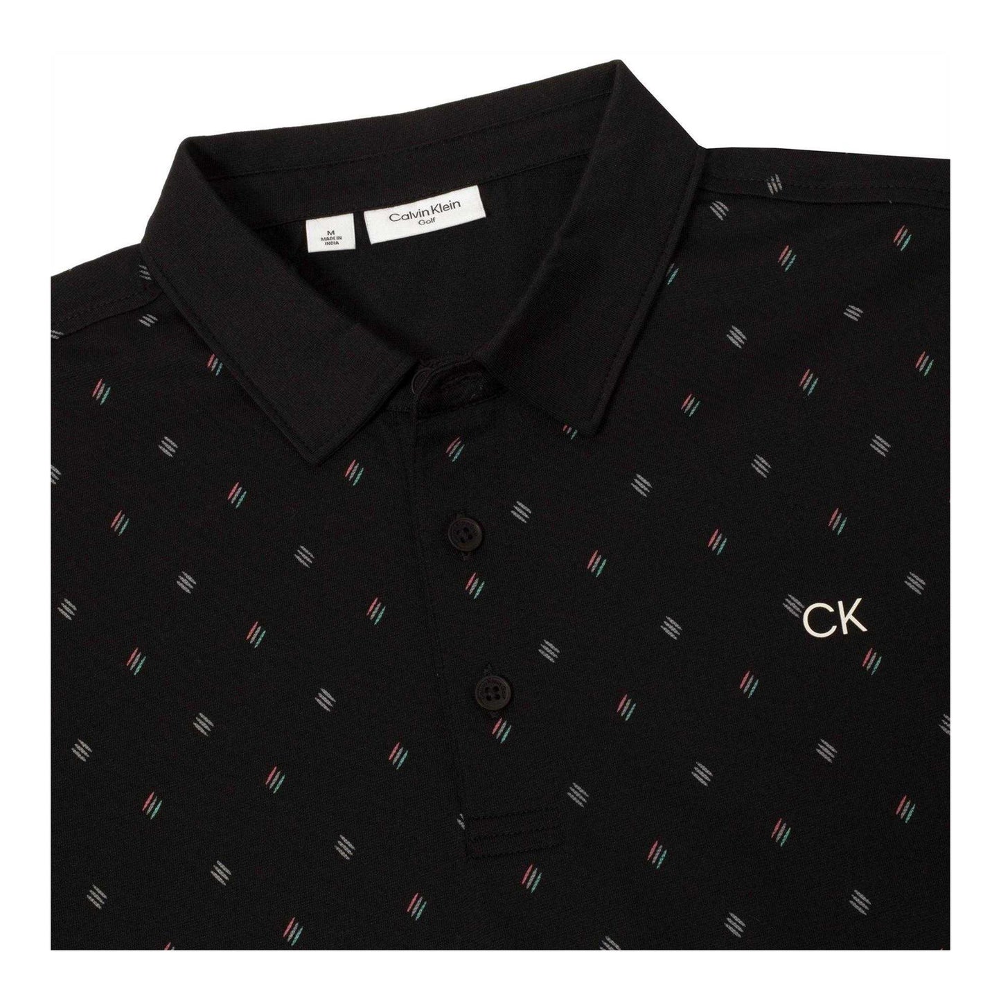 Black - Side - Calvin Klein Mens Logo Performance Golf Polo Shirt