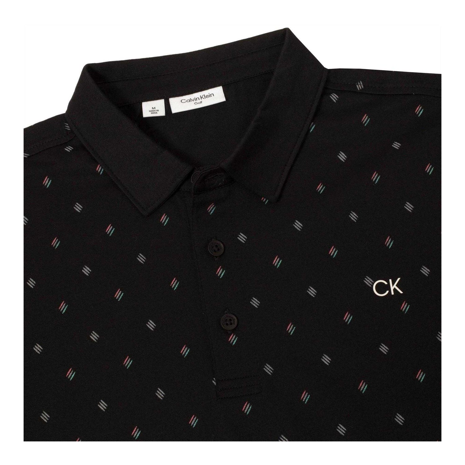 Black - Side - Calvin Klein Mens Logo Performance Golf Polo Shirt