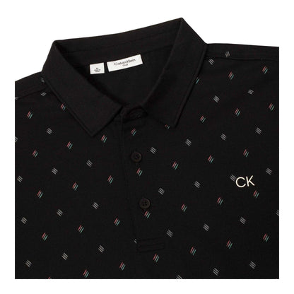 Black - Side - Calvin Klein Mens Logo Performance Golf Polo Shirt