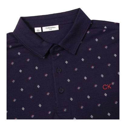 Evening Blue - Side - Calvin Klein Mens Logo Performance Golf Polo Shirt