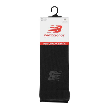 Black - Back - New Balance Unisex Adult Logo Crew Socks (Pack of 3)