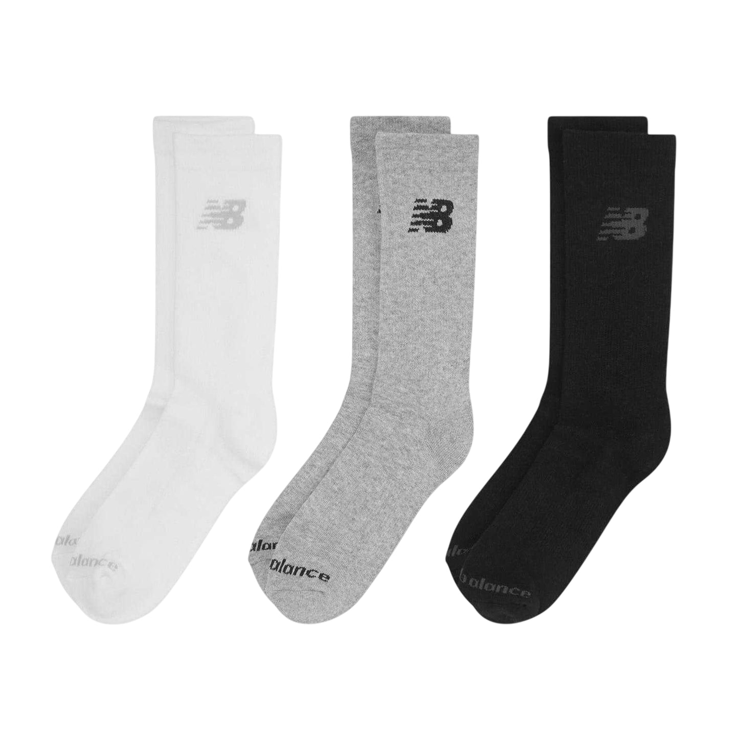 White-Multicoloured - Front - New Balance Unisex Adult Logo Crew Socks (Pack of 3)