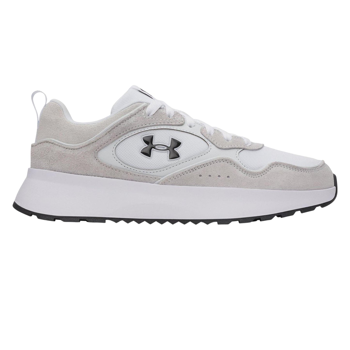 Grey-White - Front - Under Armour Mens Suede Trainers