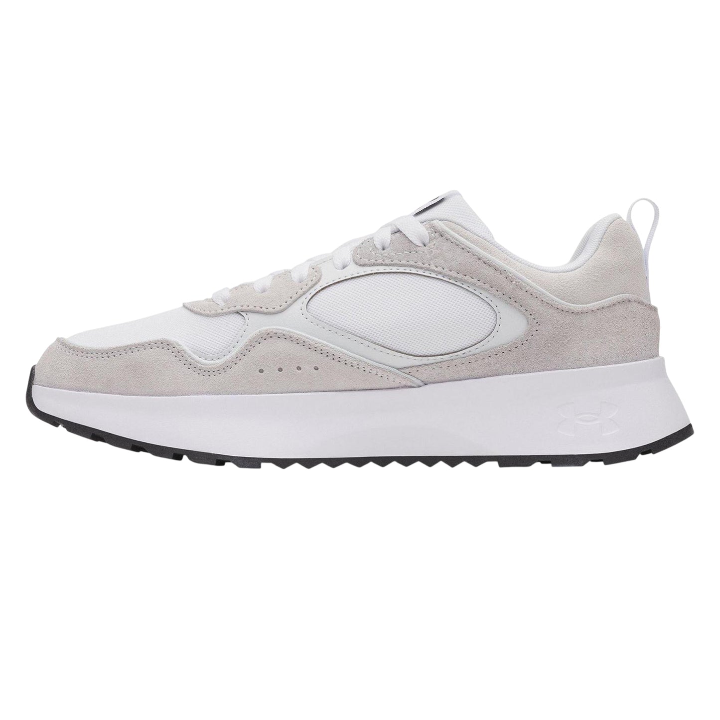Grey-White - Back - Under Armour Mens Suede Trainers