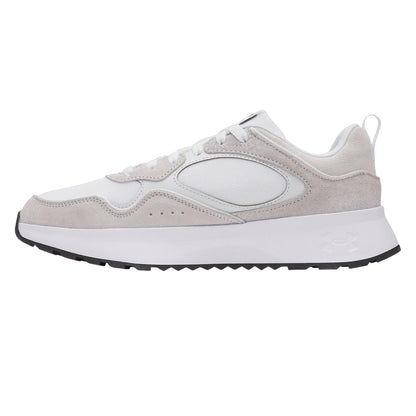 Grey-White - Back - Under Armour Mens Suede Trainers