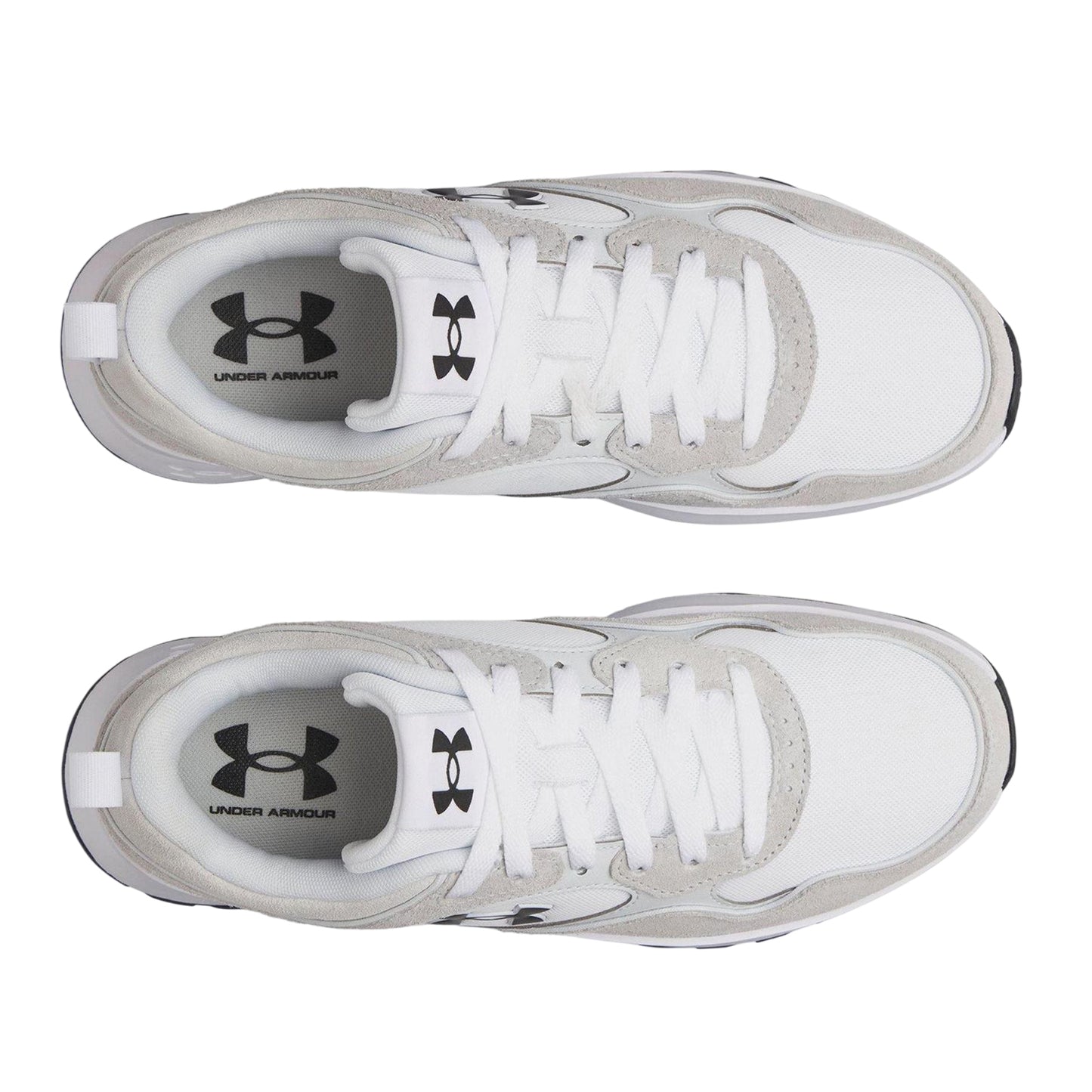 Grey-White - Side - Under Armour Mens Suede Trainers