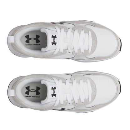 Grey-White - Side - Under Armour Mens Suede Trainers