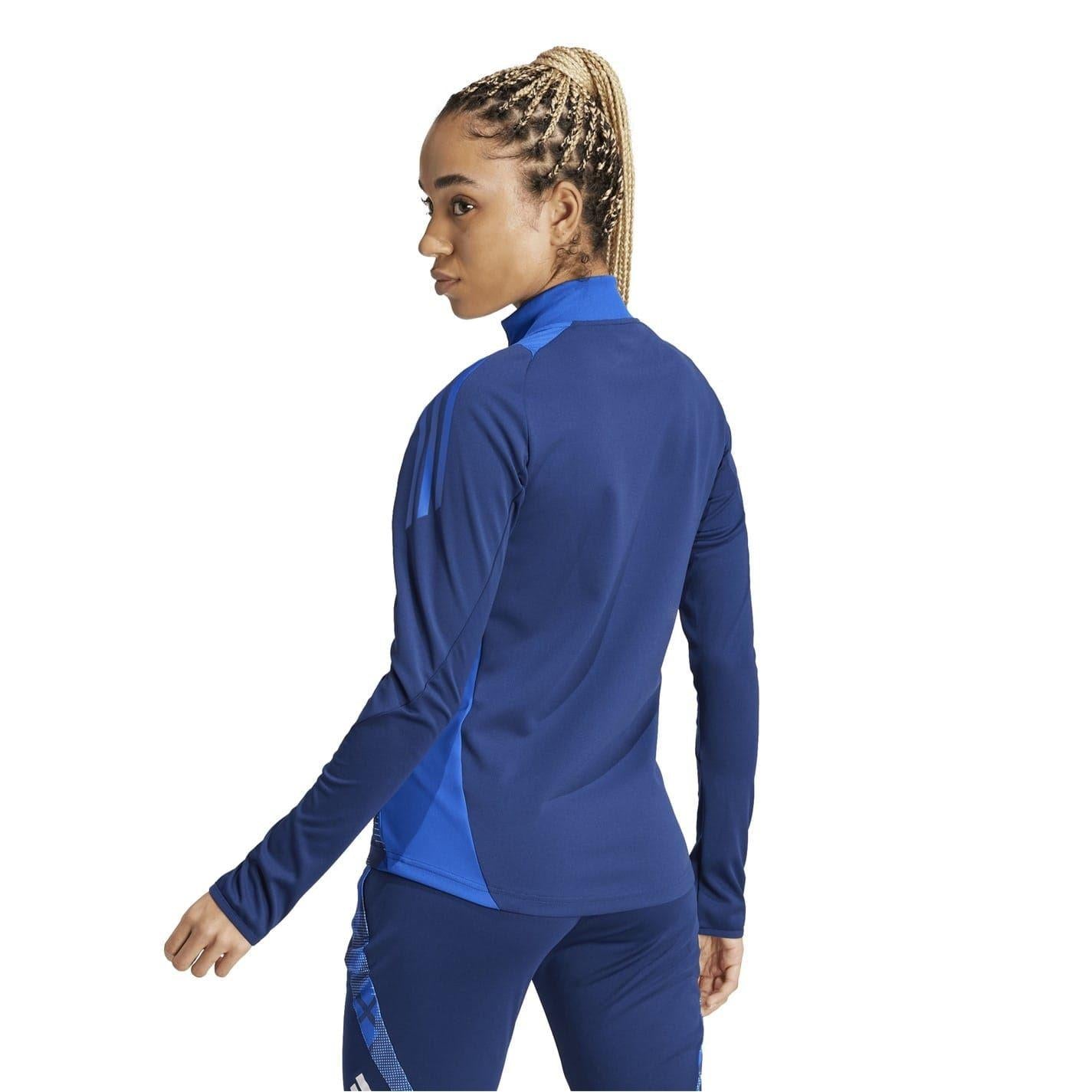 Navy Blue - Back - Adidas Womens-Ladies Logo Funnel Neck Slim Raglan Athletic Jacket