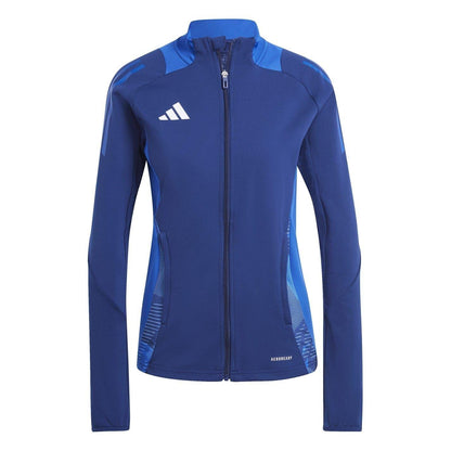 Navy Blue - Front - Adidas Womens-Ladies Logo Funnel Neck Slim Raglan Athletic Jacket