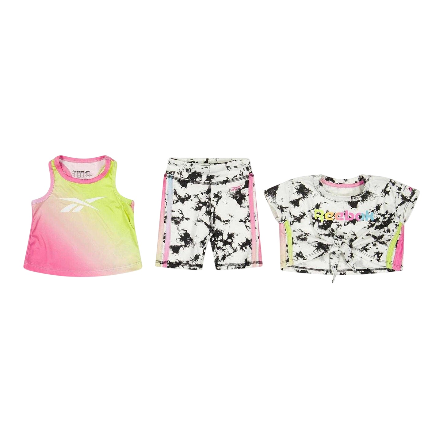 Black-White - Front - Reebok Childrens-Kids Logo Top & Bottom Set