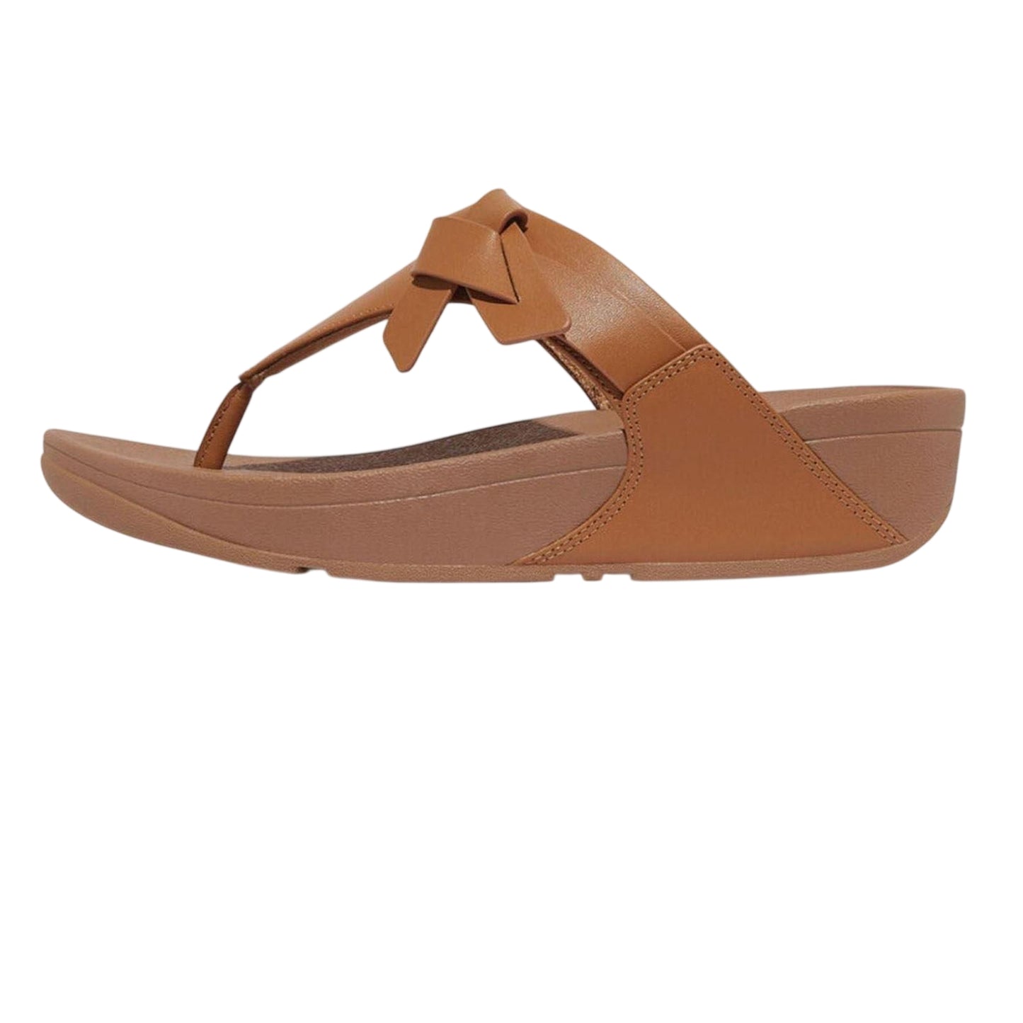 Beige - Back - Fit Flop Womens-Ladies Leather Toe Post Knotted Sandals