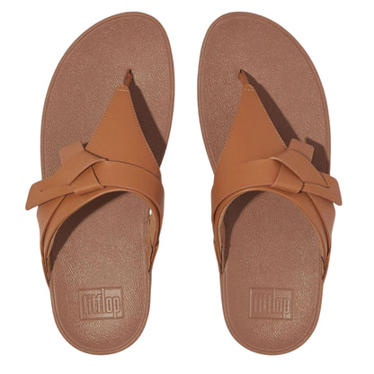 Beige - Side - Fit Flop Womens-Ladies Leather Toe Post Knotted Sandals
