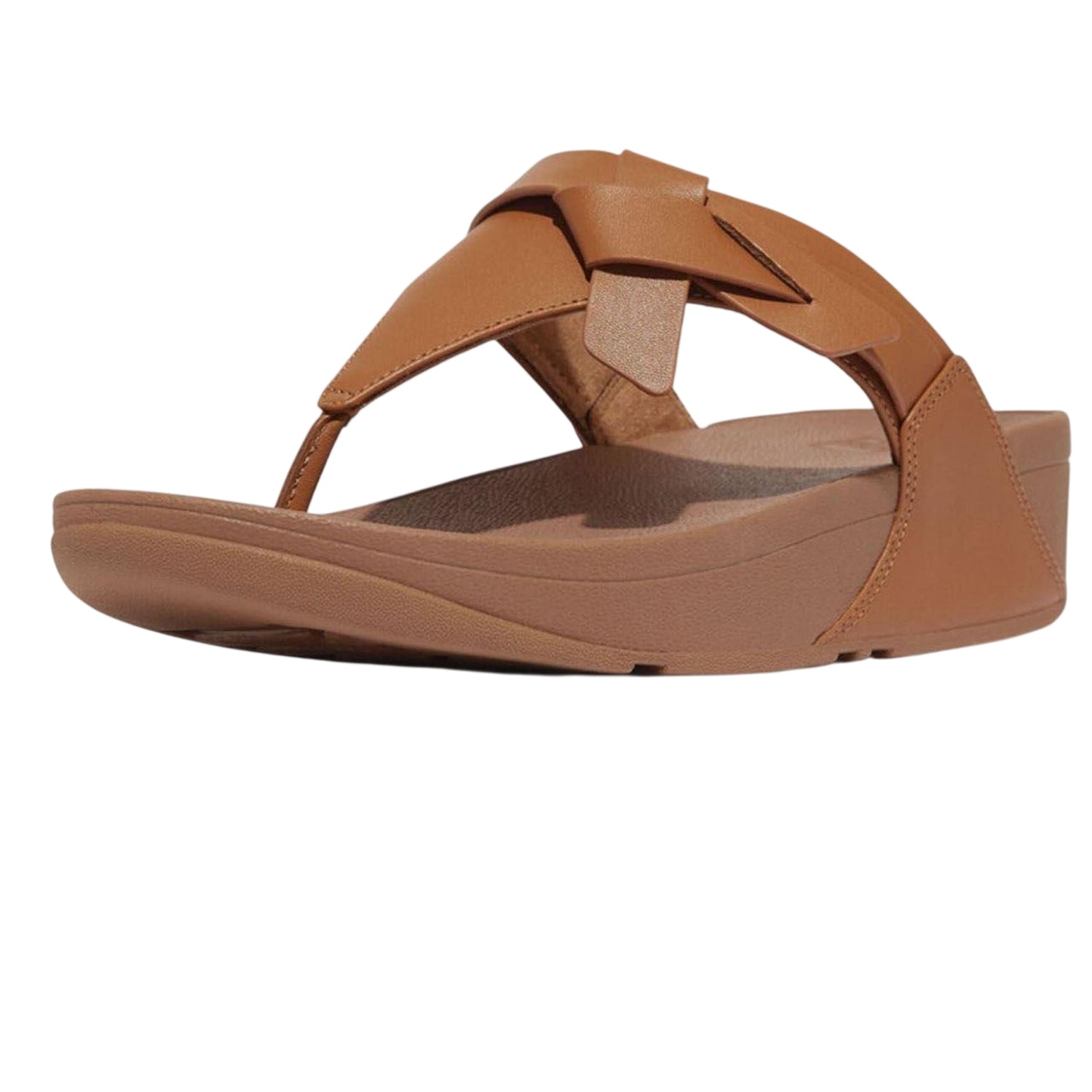 Beige - Front - Fit Flop Womens-Ladies Leather Toe Post Knotted Sandals