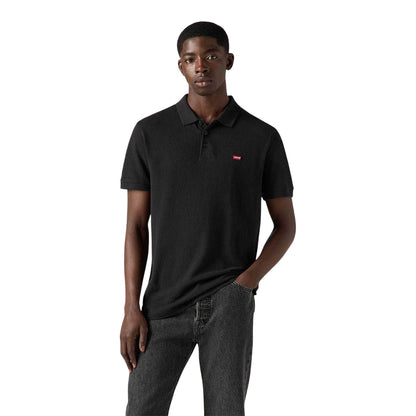 Black - Side - Levis Mens Housemark Batwing Logo Polo Shirt