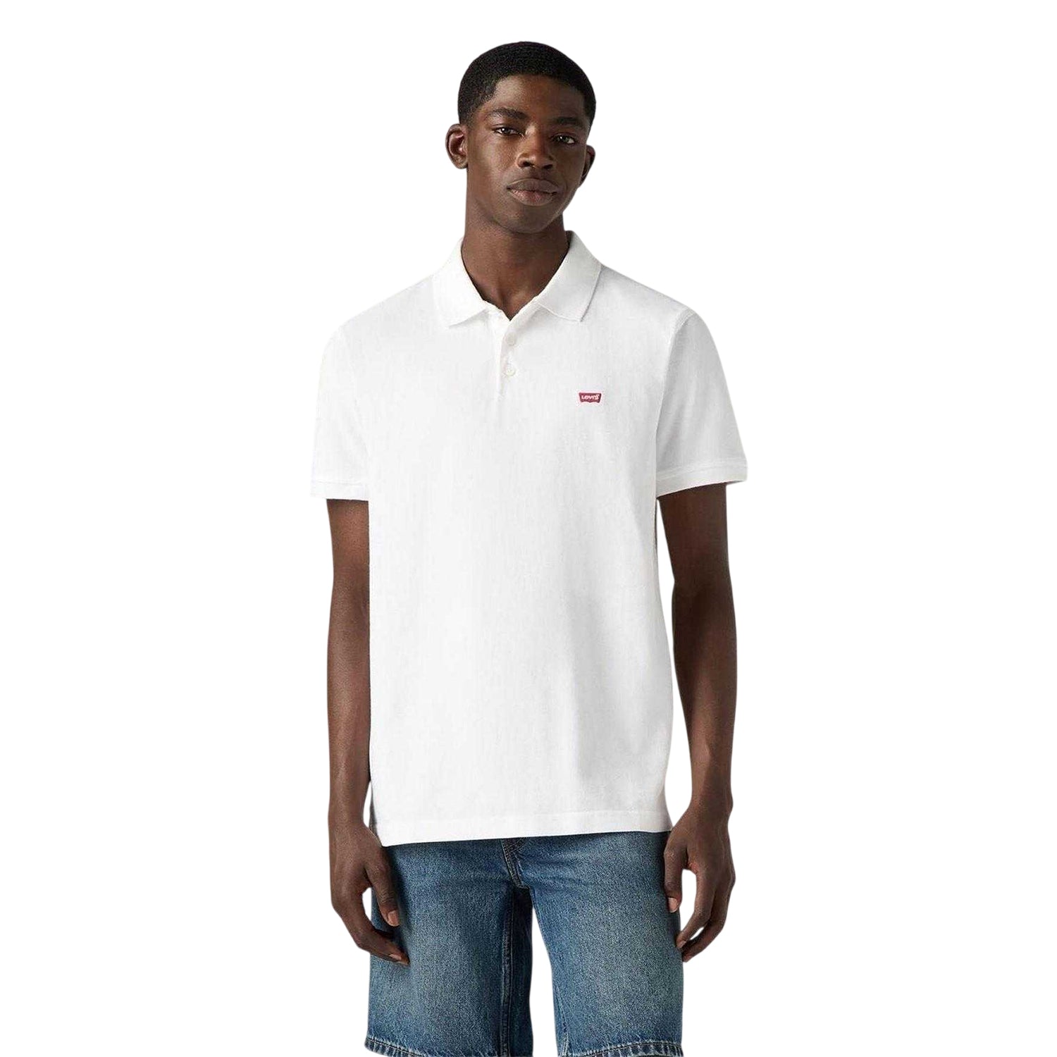 White - Side - Levis Mens Housemark Batwing Logo Polo Shirt