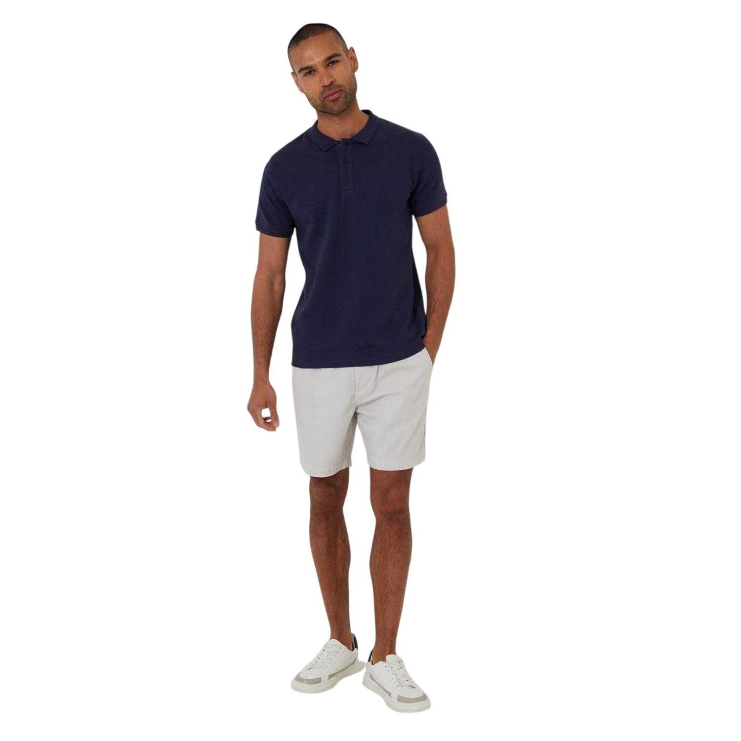 Navy - Side - Threadbare Mens Rocco Short-Sleeved Polo Shirt